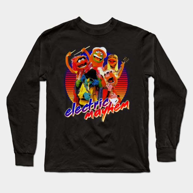 Electric Mayhem Dr. Teeth Retro Long Sleeve T-Shirt by Aldebaran